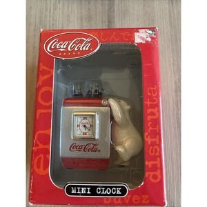 Coca-Cola Mini Clock, Polar Bear in Box New